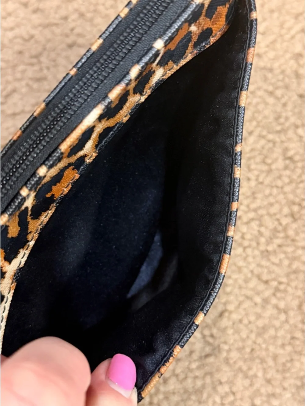 Coach Ocelot Leopard Print Wristlet with Front Pocket - Silver Tone
